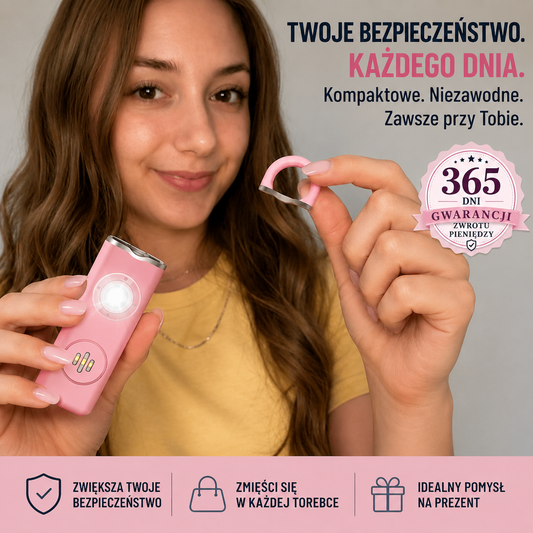Osobisty alarm bezpieczeństwa — syrena 130 dB + światło stroboskopowe